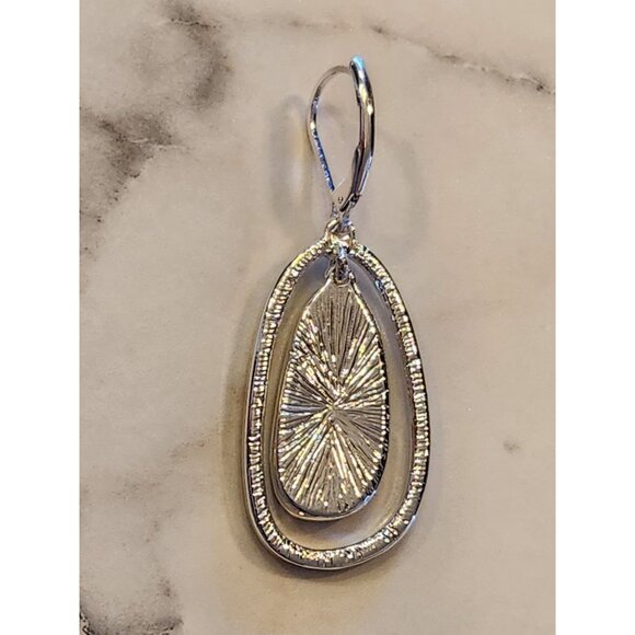 Anne Klein Silver-Tone Blue Stone Drop Earrings With Crystal Detailing - Picture 6 of 6